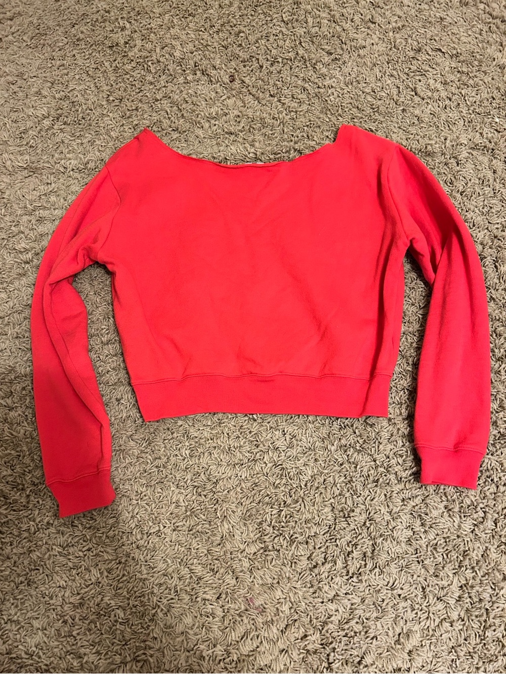 Victoria Secret PINK red and black logo off the shoulder sweatshirt size small - Picture 2 of 6